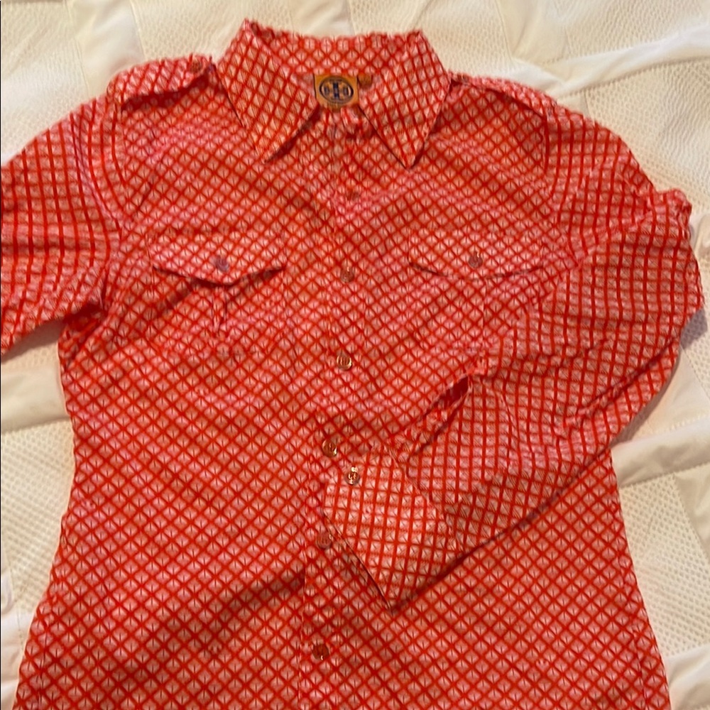 Tory Burch Red Patterned Shirt - image 2